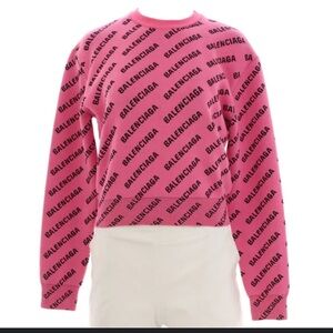 Balenciaga xs Women's All Over Logo Sweater Wool Blend